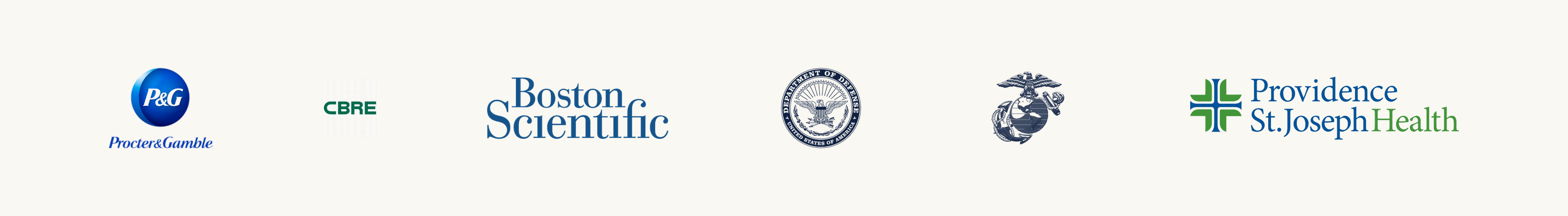 Past enterprise affiliations: P&G, CBRE, Boston Scientific, Department of Defense, U.S. Marine Corps, Providence St. Joseph Health